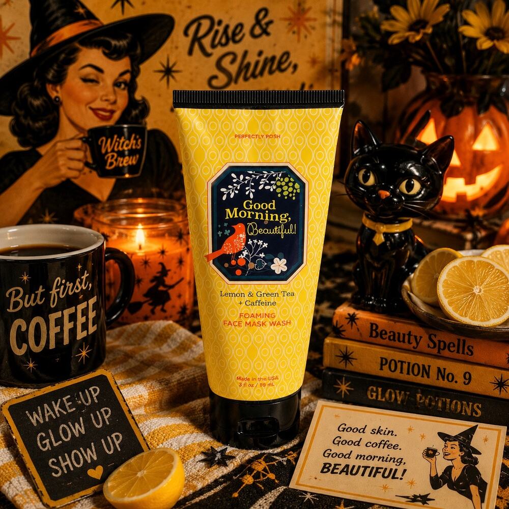 Perfectly Posh Good Morning Beautiful Foaming Face Mask Wash Lemon Caffeine NEW
